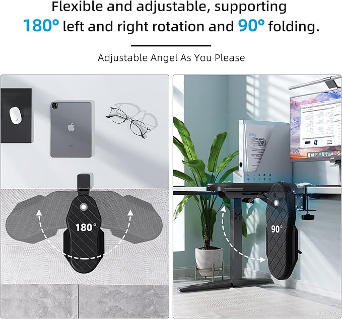Ergonomics Desk Extender Tray, Table Mount Arm Wrist Rest Shelf, 90° Foldable Elbow Arm Support,Foldable, 180° Swivel, Computer Desk Extender Tray for Home and Office (Folding and Rotating)