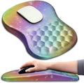 Hokafenle Ergonomic Mouse Pad Wrist Support with Massage Design, Wrist Rest Mousepad with Memory Foam&Non-Slip PU Base, Mouse Pads for Wireless Mouse & Desk (12x8 inch,Rainbow Bubble)