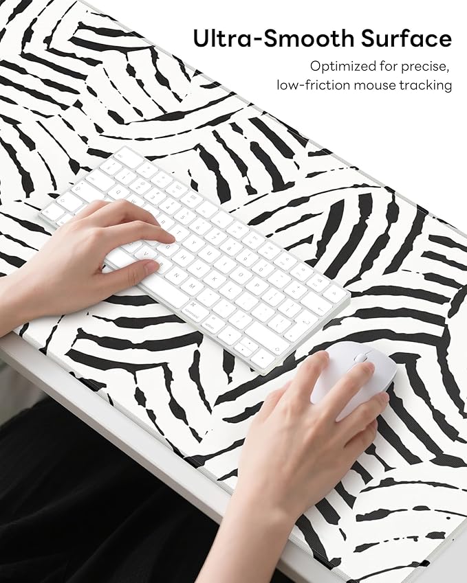 XL Gaming Mouse Pad, 31.5x15.7'' Large Desk Mat with Anti-Slip Rubber Base & Stitched Edges for Gaming, Office, Home, Tiger Stripes
