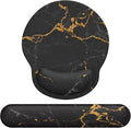 eulps Mouse Pad Wrist Support, Ergonomic Memory Foam Keyboard Wrist Pad & Gel Wrist Rest Set for Computer Keyboard for Easy Typing for Office & Home (Black Marble Set)