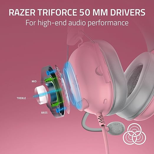 Razer BlackShark V2 X Xbox Gaming Headset: 50mm Drivers - Cardioid Mic - Lightweight - Comfortable Noise Isolating Earcups - for Xbox Series X, Series S, PS5, PC, Switch via 3.5mm Jack - Quartz Pink