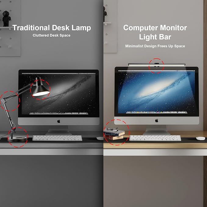 Monitor Light Bar 16“ - Computer Monitor Lamp, Hand-Sweep Sensor Function, Screen Monitor Lamp for Eye Caring, Adjustable Brightness & Color Temperature, USB Powered, No Glare Space Saving Home Office