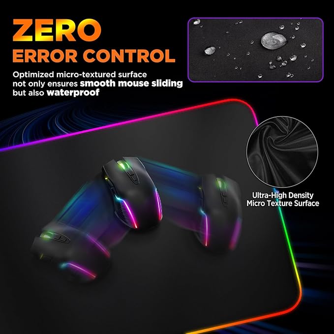Gimars RGB Gaming Mouse Pad,15W Wireless Charging Mousepad with 10 Light Modes, Large Mousepad with Premium Smooth Surface, Non-Slip Mouse Mat for Gaming, Desk, PC,Office, 31.5x11.8x0.16inch