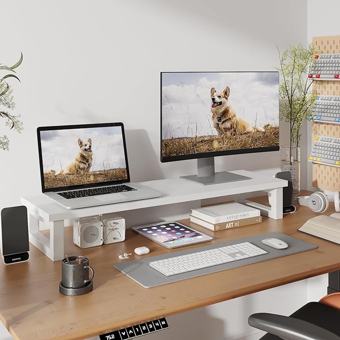 WESTREE Dual Monitor Stand Riser – Wood and Steel