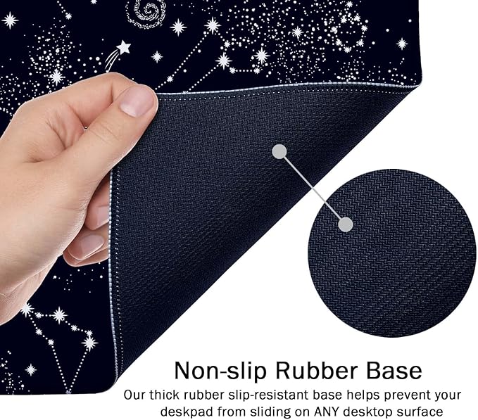SSOIU Extended Gaming Mouse Pad (35.5x15.7 in), Large Stable Rubber Base Mousepad with Stitched Edges, Keyboard Mouse Mat Desk Pad for Work, Game, Office, Home - Space Galaxy Constellation
