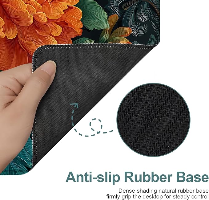 Retro Flower Spring Extended Gaming Mouse Pad 31.5x11.8inches Large Desk Mat Anti-Slip Rubber Base & Durable Stitched Edges for Gamers Smooth Mouse Writing Surface for Desk Office/Home