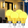 Yellow Bug Light Bulbs Outdoor, A19 LED Lights 9W, (60W to 100W Equivalent), Amber Yellow, Not-dimmable, E26 Base Bulb for Outside, Nursery, Sleep, Porch Garage, 4 Pack
