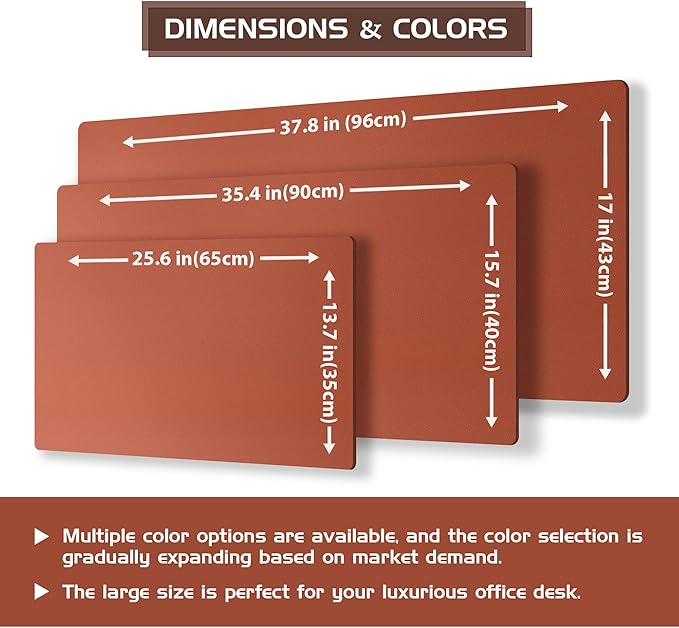 Aothia Dual-Sided Desk Pad - Leather Desk Mat, Natural Cork Desk Pad Protector, Large Mouse Pad for Desk, Waterproof Desk Blotter Pad, Desk Writing Pad for Office Work/Home, Maple Brown (25.6"x13.7")