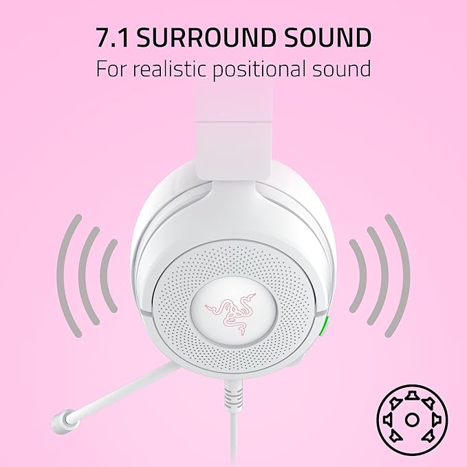 Razer Kraken Kitty V3 X Wired Gaming Headset: Kitty Ears - HyperClear Cardioid Mic - 40 mm Drivers - 7.1 Surround Sound - Comfy Ear Cushions - Cross-Platform via 3.5mm PC, PS5, Xbox, Switch 2 - White