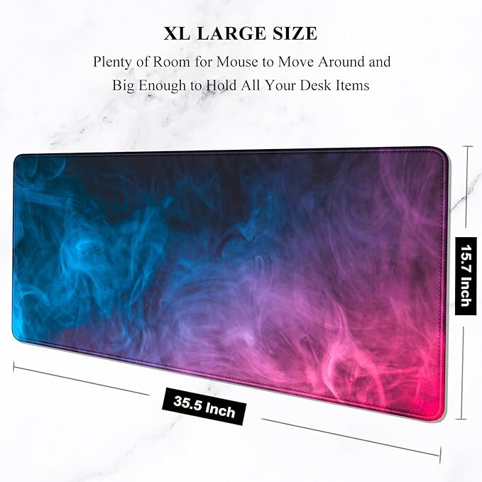 Auhoahsil Large Gaming Mouse Pad, XXL 35.4 x 15.7 in Desk Pad Stitched Non-Slip Rubber Long Computer Mousepad Thin Extended Full Size Desk Mat for Desktop, Laptop, Wireless Mice, Purple