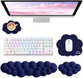 Cloud Wrist Rest for Computer Keyboard, 4-in-1 Memory Foam Leather Cloud Keyboard Wrist Rest and Mouse Pad Set with Ergonomic Support for Arm and Palm Cushion, Gaming/Work Setup, Dark Blue