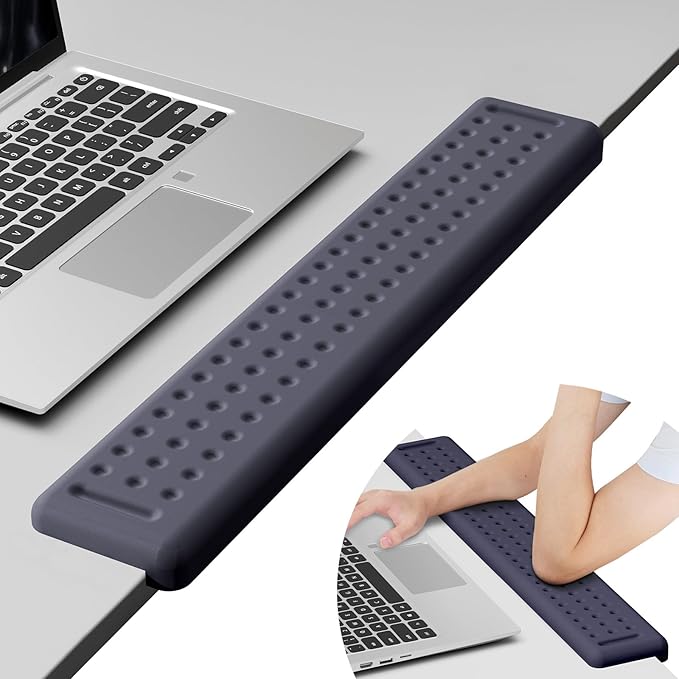 Leolee L-Shaped Desk Long Wrist Rest Elbow 60CM, Deep Blue Memory Foam Arm Rest for Desk with Non-Slip Base, Ergonomic Desk Edge Cushion, Wrist Support for Computer Keyboard, Typing, Office, Home