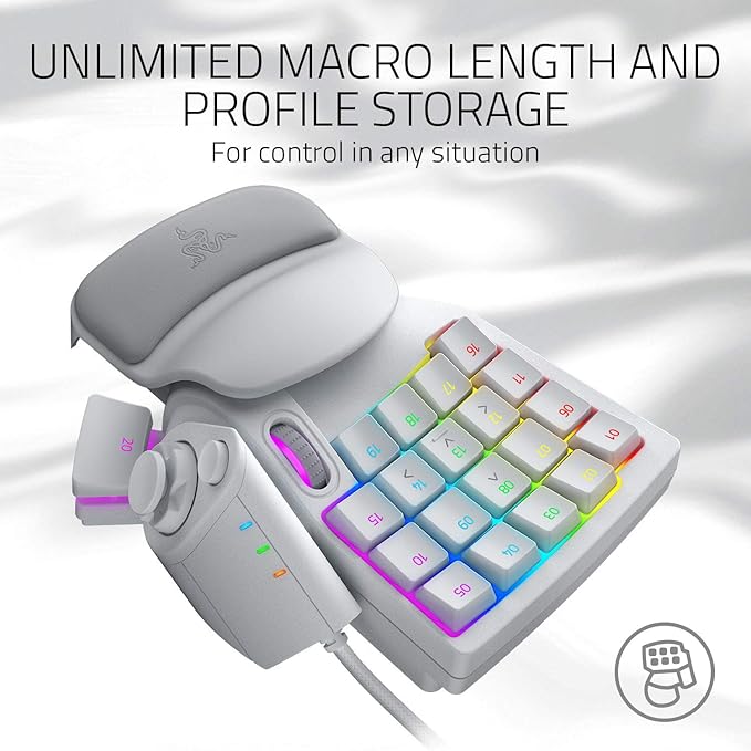 Razer Tartarus Pro Gaming Keypad: Analog-Optical Key Switches - Rapid Trigger - Adjustable Actuation - 32 Programmable Keys - Customizable Macros - Chroma RGB Lighting - Mercury White