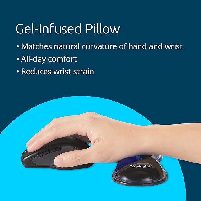 Kensington Slim Duo Gel Mouse Wrist Rest Support Cushion for Low Profile Mice & Trackballs, Ergonomic Mouse Wrist Support, Comfortable Non-Skid Gel, Blue 7.56" x 2.83" x 0.87" K62439NA