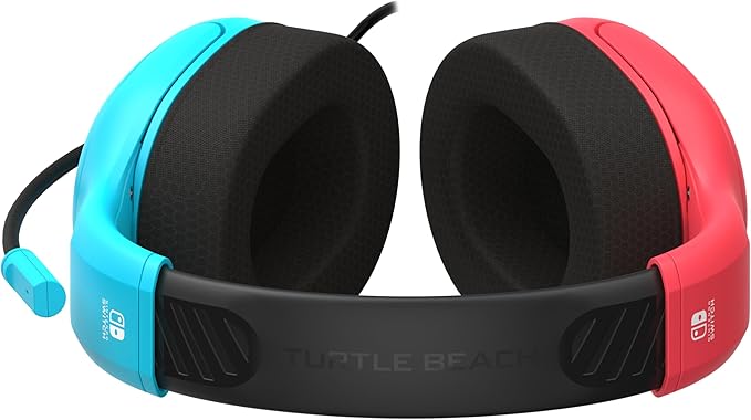 Turtle Beach Airlite Fit Wired Gaming Headset: Officially Licensed for Nintendo Switch, Nintendo Switch 2/Lite/OLED Model - Flip-to-Mute Mic, Over-Ear Comfort Cushions, 40mm Speakers - Neon Blue & Red