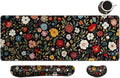 MIBITRI Keyboard Mouse Pad Set, Extended Gaming Mouse Pad+Ergonomics Keyboard Wrist Rest Support, Memory Foam, Easy Typing, 4Pcs XXL Ultra Thick Desk Mat, Red Florals