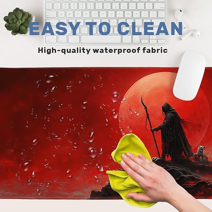 Red Moon Desk Mat Gaming Mouse Pad Dark Red Sky Mousepad for Keyboard and Mouse Extra Large Full Desk Computer Pads 31.5 x 11.8 Mouse Pads for Desk Home Office Gaming