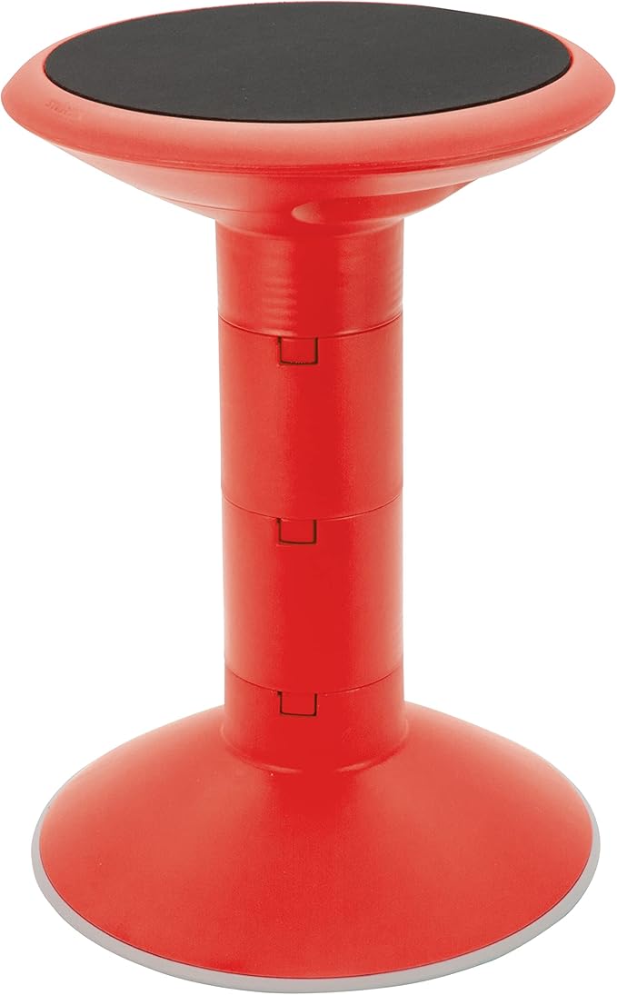 Storex Active Tilt Stool – Ergonomic Seating for Flexible Office Space and Standing Desks, Adjustable 12-24 Inch Height, Red (00324A01C)