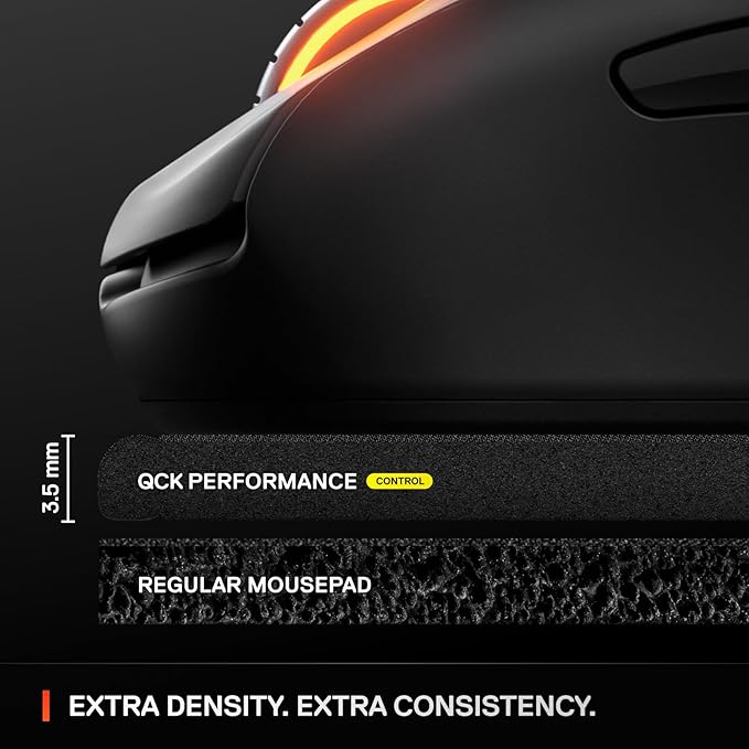 SteelSeries QcK L Performance Control Gaming Mousepad — Extra Density for a Smooth Glide — Low-Profile Edge Stitching — Non-Slip Neoprene Rubber Base — 16.54 x 19.29 inch — FPS, MOBAs, RTS, MMO