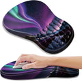 YIWEI Ergonomic Mouse Pad with Wrist Support - Gel Memory Foam Mouse Mat for Computer Keyboard & Laptop - Non-Slip Base, for Home Office & Gaming - Aurora/Northern Lights