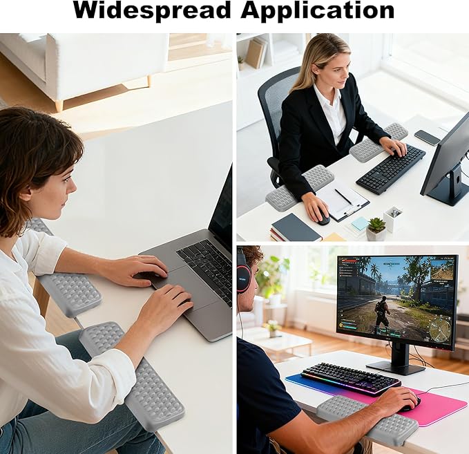 L-Shaped Arm Rest for Desk(2-Piece) Made of Memory Foam,Footrest for Under Desk at Work.Ideal for Office and Home Use.Reduces Typing Fatigue and Enhances Comfort During Work Or Gaming（Gray）