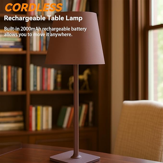 2 Pack Minimalistic Cordless Table Lamps - 2000mAh Rechargeable, Touch Control, 3 Colors Stepless Dimming LED Bottle Lamp Kit for Home & Camping