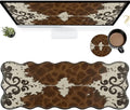 Art Leopard Large Gaming Mouse Pad Plus a Coaster, 31.5 x 11.8 inches Desk Mat Extended XL Mousepad with Stitched Edge Non-Slip Rubber, Desk Pad Computer Mouse Mat for Home Office