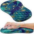 Hokafenle Ergonomic Mouse Pad Wrist Support, Wrist Rest Mousepad for Carpal Tunnel with Integrated Memory Foam Slope Massage Bulge (11.8x7.9 inch,Blue Gold)