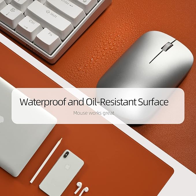 PU Leather Desk Pad Blotter,Waterproof Orange Office Desk Mat for Women,Non-Slip Writing Desk Protector Large Mouse Pad,36x17inch