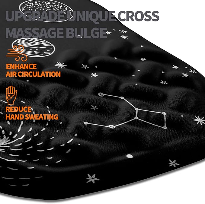 Ergonomic Slope Mouse Pad Wrist Support, Wrist Rest Mousepad for Carpal Tunnel with Massage Bulge and Slow Rebound Memory Foam (12x8 inch, Galactic System)