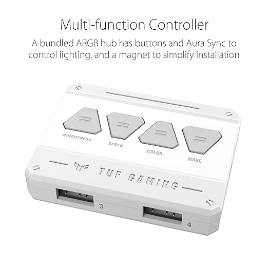 ASUS TUF Gaming TF120 ARGB White Edition (3-Pack) 3-Pin Customizable LEDs Blade, Advanced Fluid Dynamic Bearing