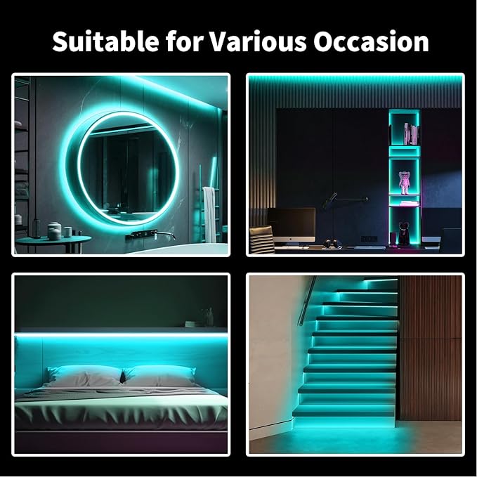 5M Neon Rope Light,12V Ice Blue LED Strip Lights with Power Plug, Waterproof Flexible Dimmable Neon Strip Lights Kit for Bedroom TV Backlight Gaming Room Monitor Kitchen Cabinet Indoor Outdoor Decor