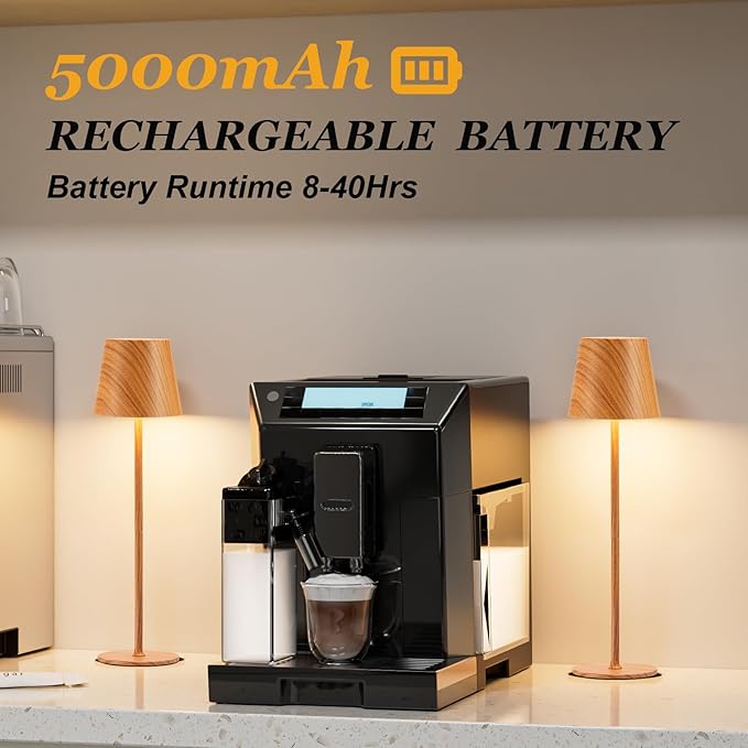 Cordless Table Lamp Rechargeable - Wood Grain 2 Pack 5000mAH Battery Operated Lamp for Counter, 3 Color Stepless Dimming Waterproof LED Wireless Lamp for Dining Kitchen, Outdoor Patio, Touch Control