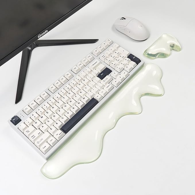 Ergonomic Gel Wrist Rest for Keyboard and Mouse, Wrist Rest Set, Cute Silicone Wrist Rest for Computer Keyboard 60%/68%/75% (Green)