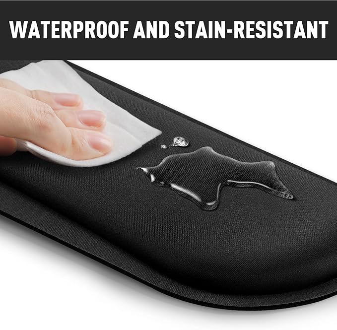 Gimars Upgrade Enlarge Silky and Superfine Fabric Gel Memory Foam Keyboard Wrist Rest Set, Ergonomic Keyboard Mouse Wrist Support for Typing, Comfort for Office, Gaming, Computer, Black