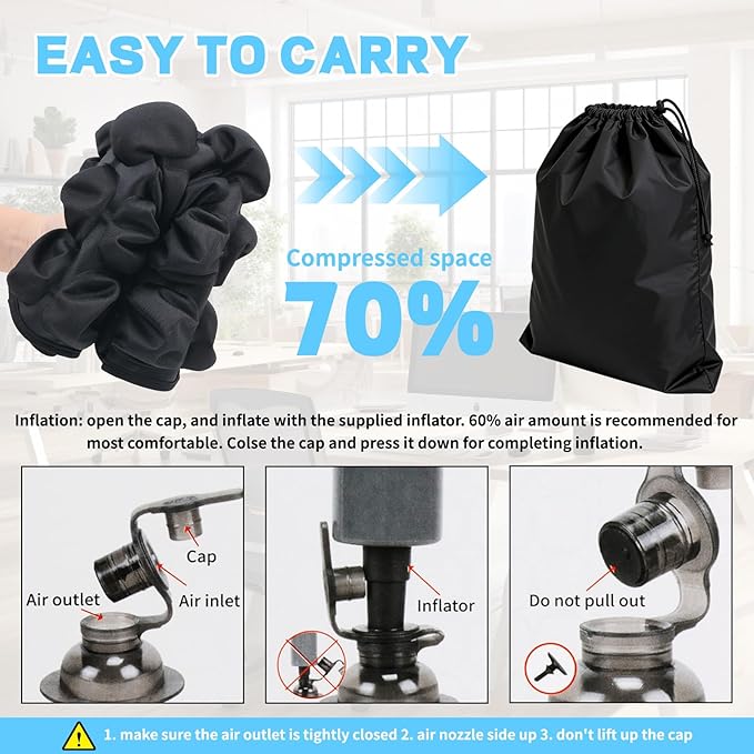 Sondor Travel Seat Cushion-Airplane seat Cushion for Long Flights, Inflatble Cushion for Office，Chairs,Car and Wheelchair.Portable and Ergonomically Designed Cushion.