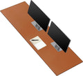 ZORESYN PU Leather Desk Mat Waterproof Anti-Oil Dining Table mat - 66.9" x 19.7" - Non-Slip Mouse Pad,Large Desk Pad with Suede Base,Stitched Edges Computer Desk Mat for Gamer,Office & Home | Brown