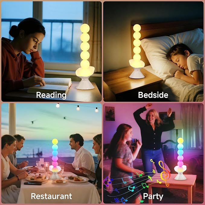 Table Lamp, LED Desk Lights with Touch Control, Color Changing Stepless Dimmable Bedside Lamp, App & Remote Operation, Bottom Tray Storage, Decorative Mood Lighting for Home, Party