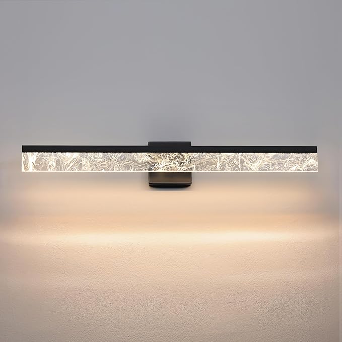 Modern Vanity Lights for Bathroom, 32 Inch Black Bathroom Light Fixtures Over Mirror, 24W Dimmable LED Vanity Lighting Fixtures for Bath Mirror Restroom Bedroom 3000K
