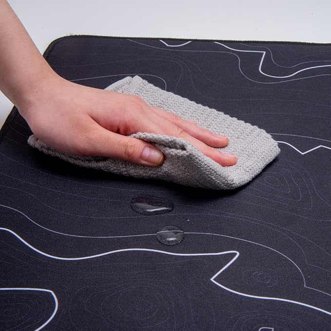 Con-Tact Brand XL Extended Mouse Pad - L-Shaped Desk Mat with Stitched Edges - Non-Slip, Water-Resistant Keyboard Mat - Extra Large Desk Pad for Gamers, Home & Office Use - 36.22" x 15.74" (Topo)