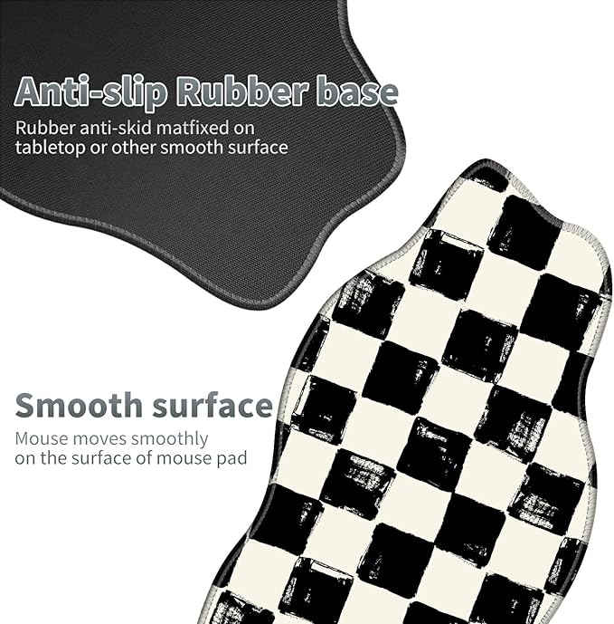 Black White Checkered Large Gaming Mouse Pad Plus a Coaster, 35.4 x 15.7 inches Desk Mat Extended XXL Mousepad with Stitched Edge Non-Slip Rubber, Desk Pad Computer Mouse Mat for Home Office