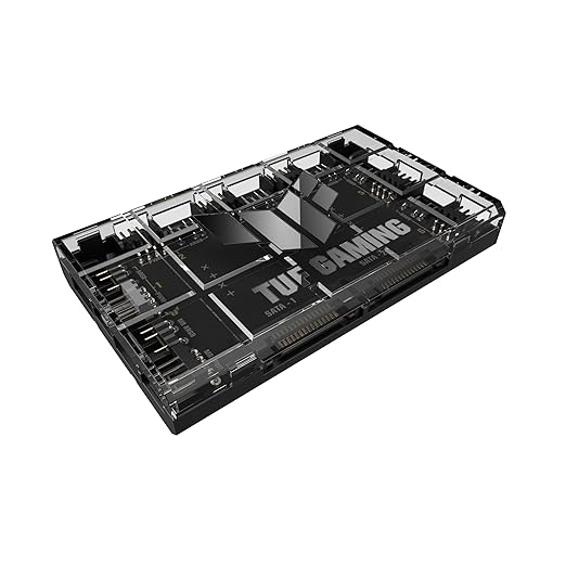 ASUS TUF Gaming ARGB PWM Fan Hub (Connects six case Fans, PWM Fan and RGB Connector, Clear Power and Operation Indicators, Stable Dual SATA Power Support)