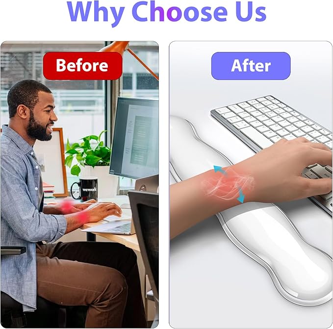 Gel Keyboard and Mouse Wrist Rest Set, Clear Silicone Ergonomic Support for Typing & Gaming, 2-PC Cute Wrist Rest for Office, Computer, Laptop (Green)