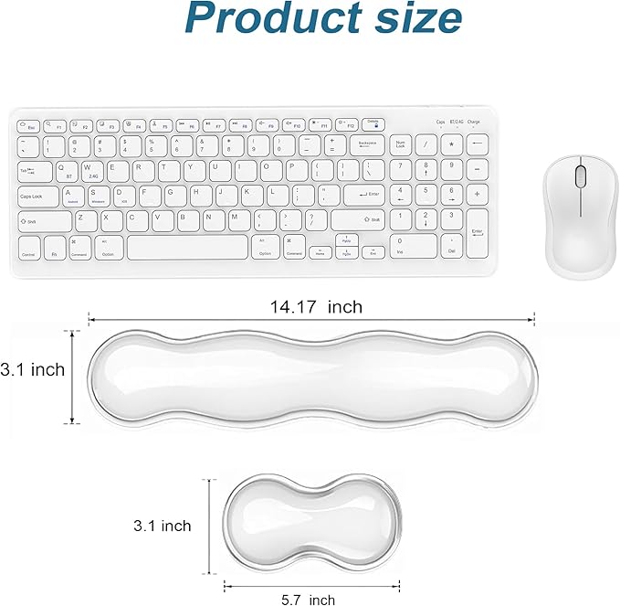 Gel Keyboard Wrist Rest Set, Clear Wrist Rest for Keyboard and Mouse, Ergonomic Keyboard Mouse Wrist Rest for Typing, Suitable for Office, Gaming, Computer, Laptop - Black