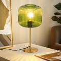 Vintage Glass Table Lamps, Small Green Bedside Table Lamp with Plug-in Style, Mid Century Modern Globe Nightstand Lamp for Bedroom, Gold Desk lamp for Bedroom Living Room Office