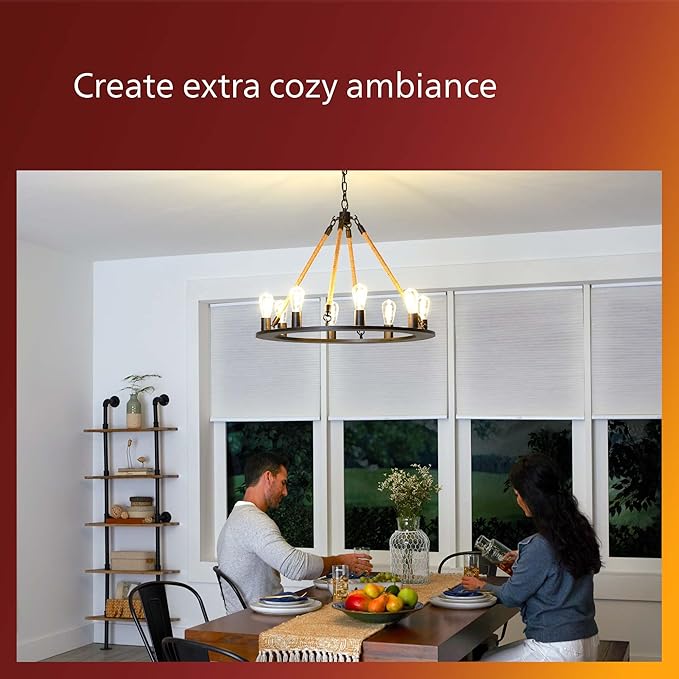PHILIPS LED 40W A19 4-Pack Vintage Edison Soft White (2700K) 500 Lumen (5.5W = 40W) Dimmable Flicker-Free Light Bulbs