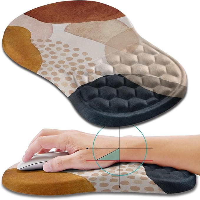 Hokafenle Ergonomic Mouse Pad Wrist Support, Wrist Rest Mousepad for Carpal Tunnel with Integrated Memory Foam Slope Massage Bulge (11.8x7.9 inch,Abstract Marble)