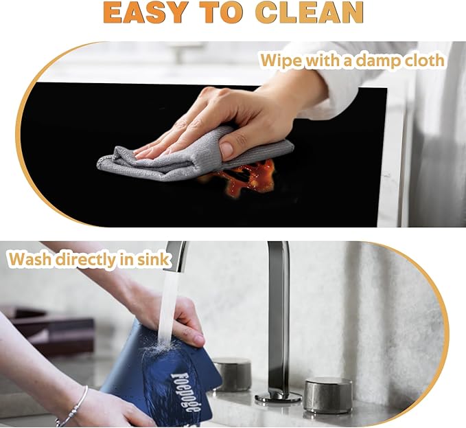 49.2" x 15.7" Large Silicone Mat for Kitchen Counter Protector, Cuttable Silicon Countertop Protector Mat Heat Resistant Mats for Countertop, Cut to Fit Placemat Ship Roll by Foepoge, Black