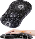 Mouse Pad Wrist Support, Ergonomic Mouse Pad with Wrist Rest, Comfortable Computer Mouse Pad for Laptop, Pain Relief Mousepad with Non-Slip PU Base Sun Moon