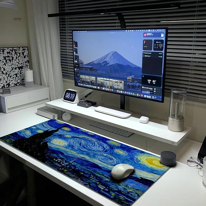 Van Gogh Starry Night Mouse Pad Extended Large Gaming Mousepad XL Big Long Oversized Desk Mat Stitched Edges 31.5 X 11.8 Inch for Home Office